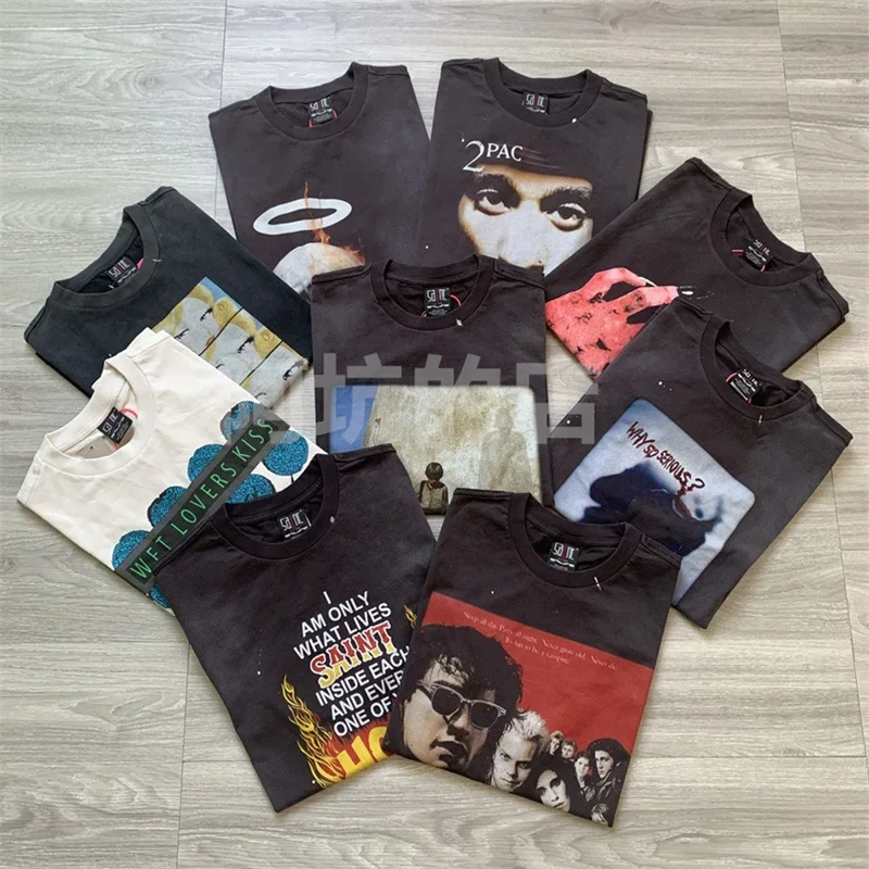 

25ss Black Washed Saint Michael T-Shirts Men Women High Quality Pure Cotton Oversized T Shirt