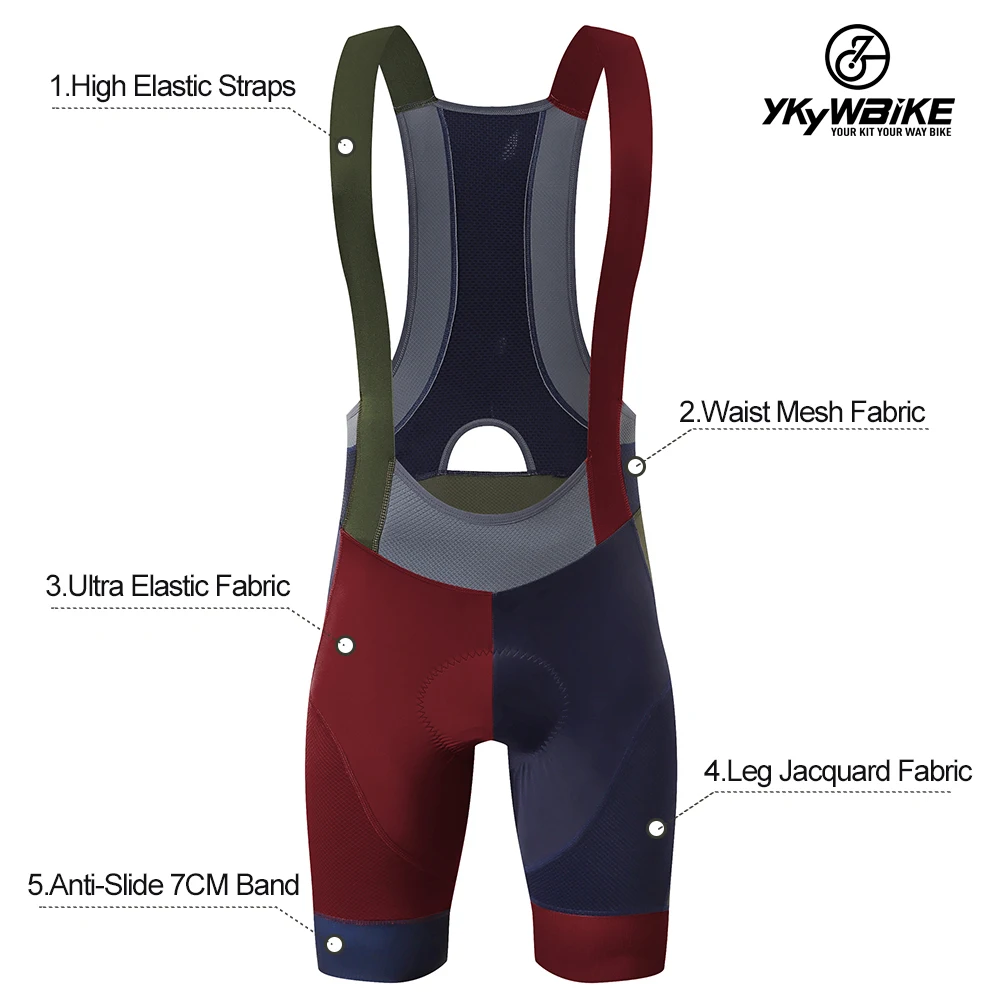 YKYW pantalones cortos con pechera para hombre Shorts de Ciclismo de equipo profesional de colores mallas con pechera para bicicleta de carretera