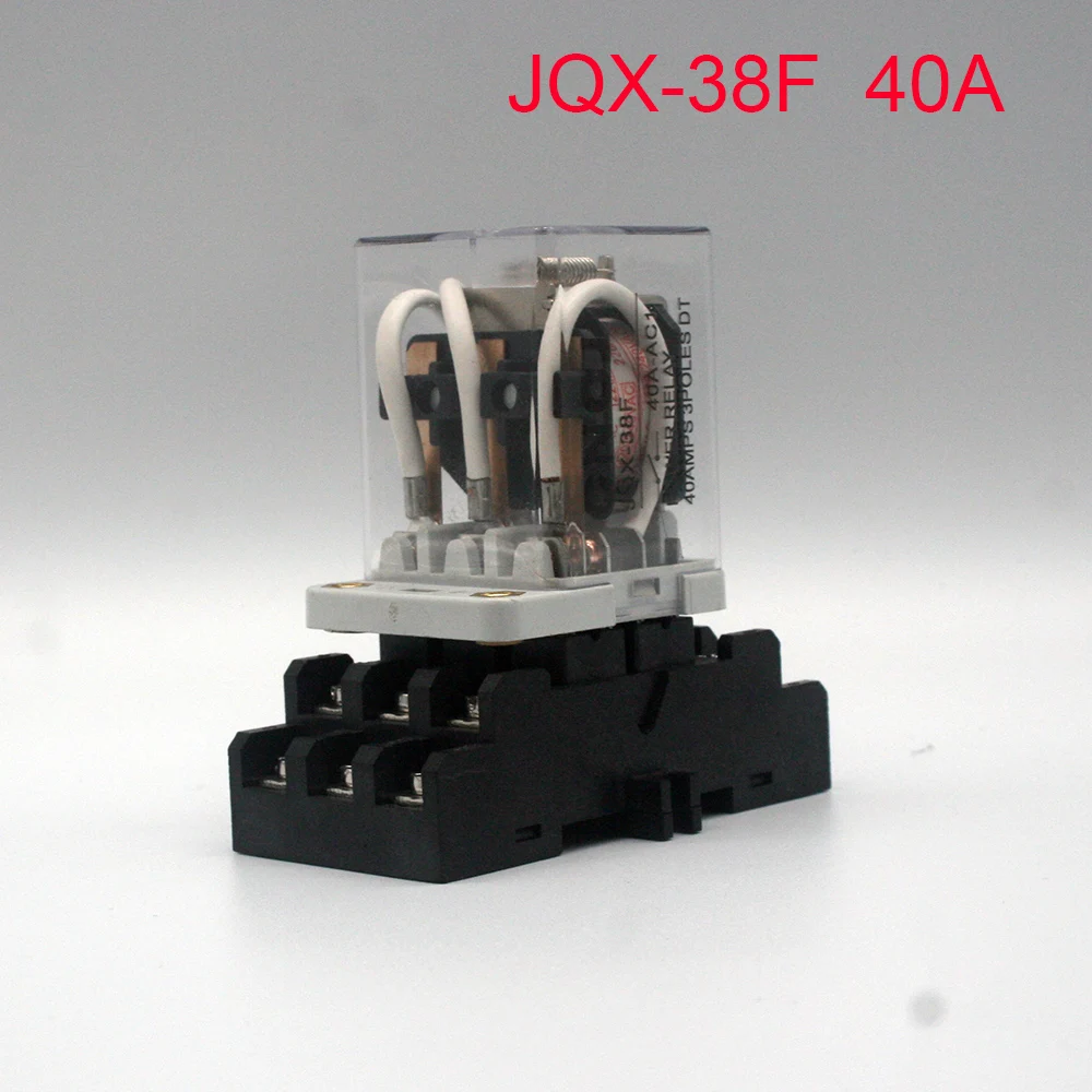 1set Intermediate Relay JQX-38F 3Z 40A Power Relay Electromagnetic Relay with Base 11pin DC12V DC24V AC110V AC220V