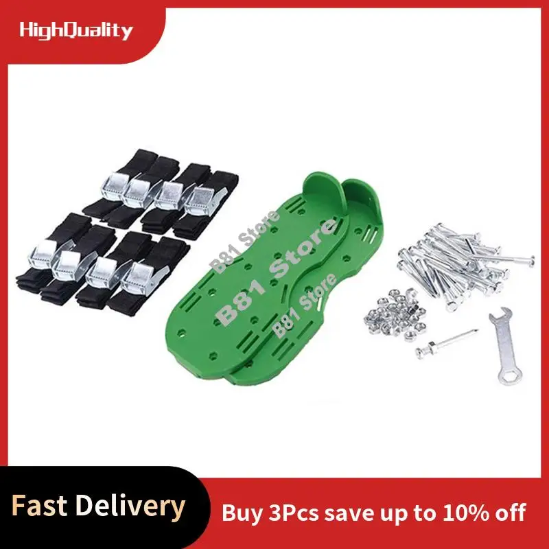 ABLA-Garden Grass Scarifying Shoes Metal+PP Lawn Spikes Scarifying Shoes Lawn Punch Shoes 57Mm Black & Green