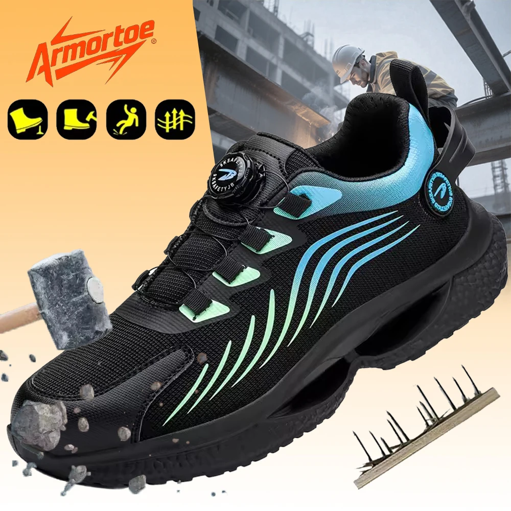 

ArmorToe Steel Head Four Seasons Models Rotary Buckle Safety Shoes Anti-smash Wear-resistant Work Shoes Comfortable #Armor2763