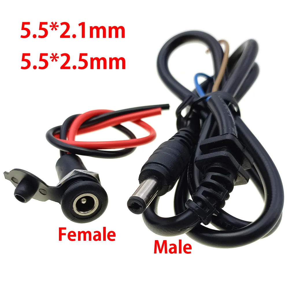 Electric Bicycle Charging Head Lithium Battery Output Line 36V/48V Round Male and Female Base Dc2.1 / 2.5 Charger Plug Socket
