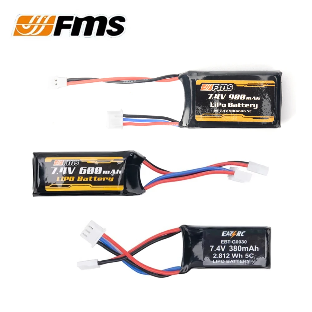 FMS 7,4 V 380mAh 600mAh 900mAh 2S литий-полимерный аккумулятор для 1/18 1/24 RC модели гусеничного автомобиля