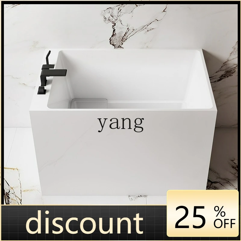 LTT Acrylic Bathtub Household Sitting mini Independent Integrated Square Deep Soaking Tub