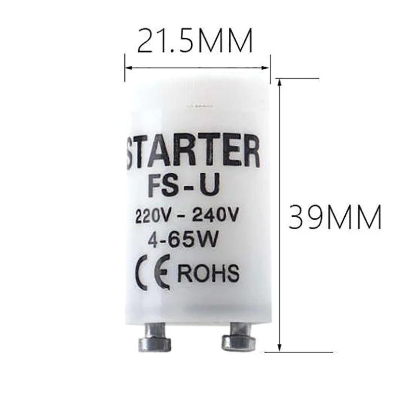 Robust Fluorescent Lamp Starter Set - FS-U S2, 4-80W for 220V-250V, Pack of 5, Satisfies CE & Rohs