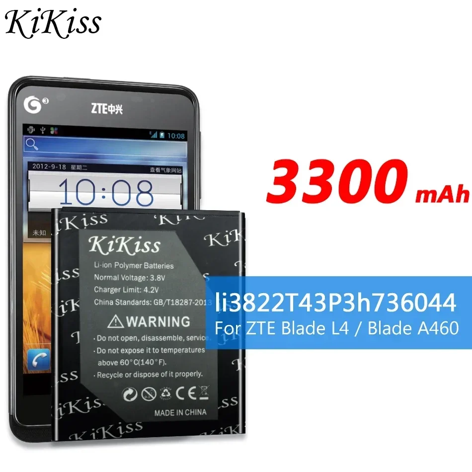 

li3822T43P3h736044 Safe Reliable Power 3300mAh For Zte Blade L4 Blade A460 Mobile Phone Battery