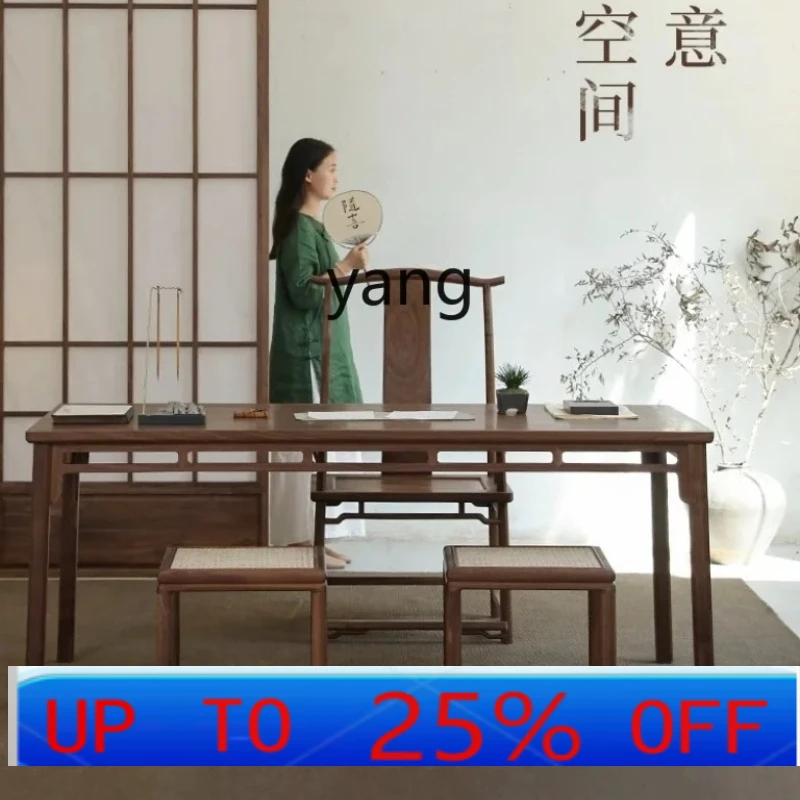 lmm black walnut desk solid wood tea table antique zen painting case elm study calligraphy table calligraphy and painting table