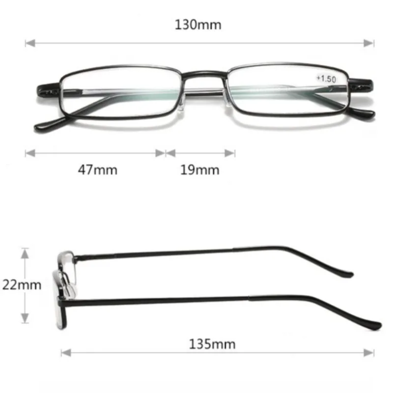 نظارات قراءة لكبار السن مع صندوق نظارات مجاني مضاد للتعب إطار معدني نظارات ريترو بسيطة متوفرة في +100 ~ +400 #2