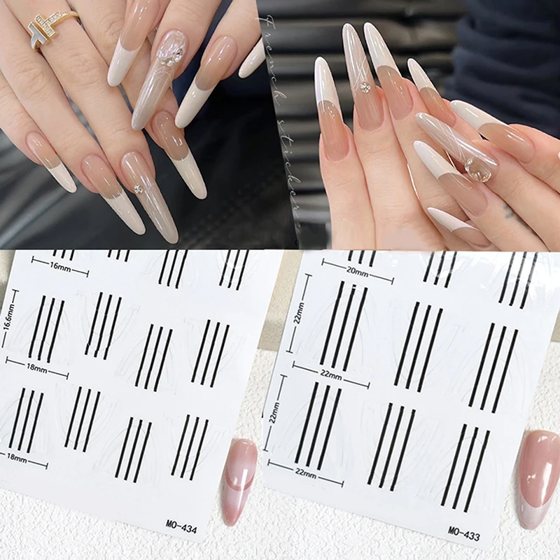 Deep U French Manicure Strip Nail Art Form Fringe Tip Stencil Guides Sticker DIY Line Tips Decoration Tool Self-Adhesive