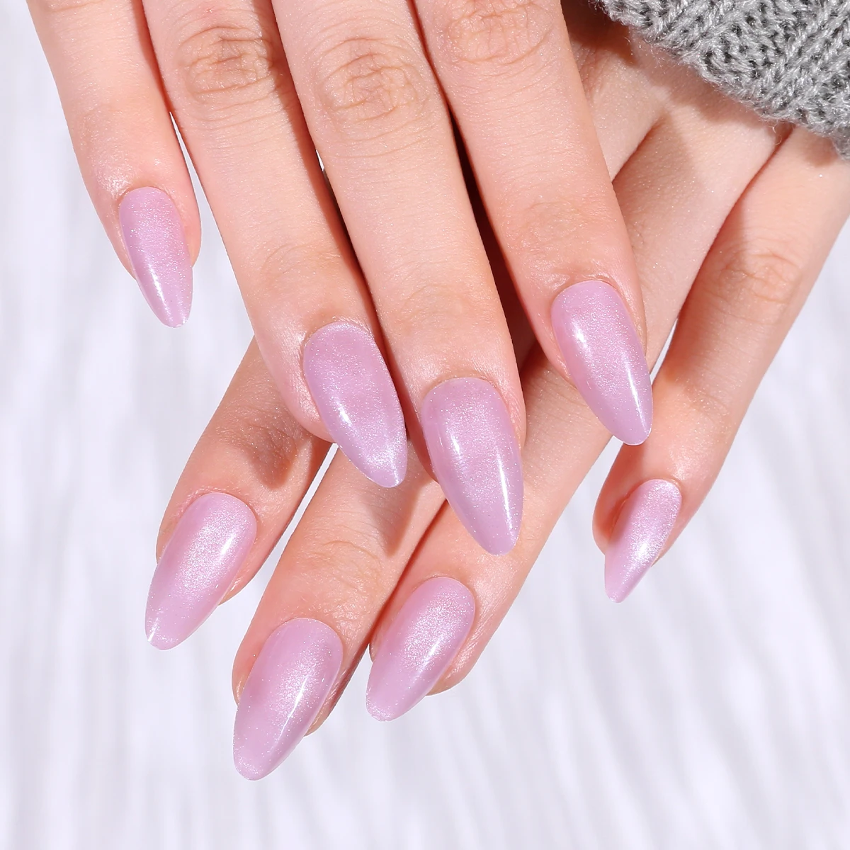 12 styles of solid color cat-eye press-on nails, sturdy and elegant, suitable for women, complete range of types
