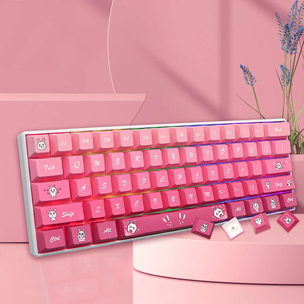 

Rabbit Keycaps Cherry Height pbt Dye Sublimation Keycap For gk61/64/68/108 GMMK PRO K70 Mechanical Gaming Keyboard iso Key Caps