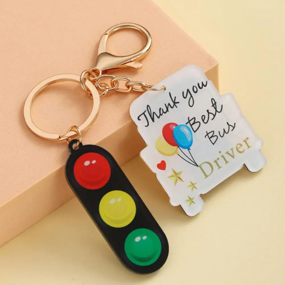 Backpack Charm Acrylic Keychain School Bus Keychain Pendant Acrylic Traffic Light Keyring Bag Charm Backpack Handbag Car Wallet