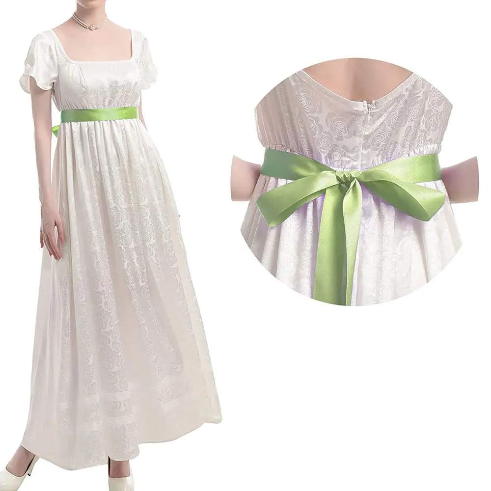 Vestido Blanco Corsé Victoriano Medieval Cuello Cuadrado