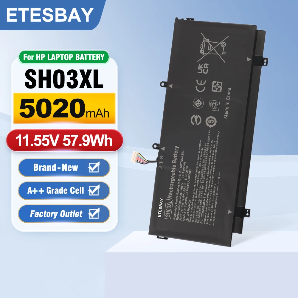 

ETESBAY SH03XL For HP Spectre X360 13-AC033DX 859356-855 TPN-Q178 HSTNN-LB7L Laptop Battery 11.55V 57.9WH