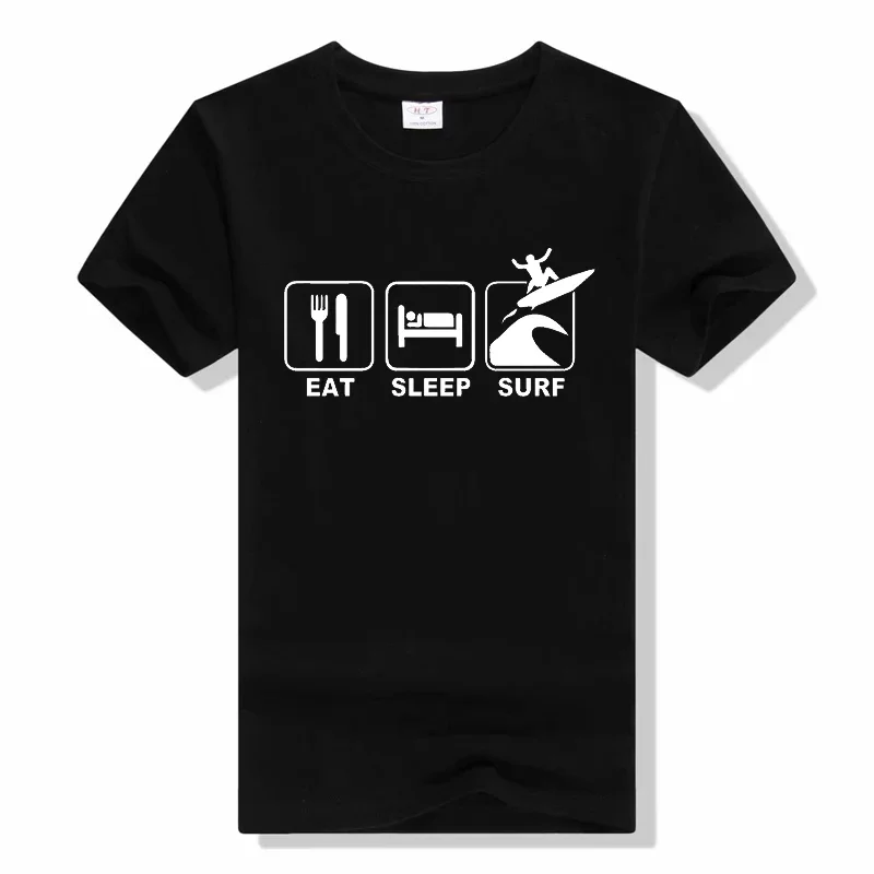 

Забавная футболка Eat Sleep Surf, летняя Мужская хлопковая футболка с коротким рукавом и круглым вырезом, модная повседневная футболка для мужчин