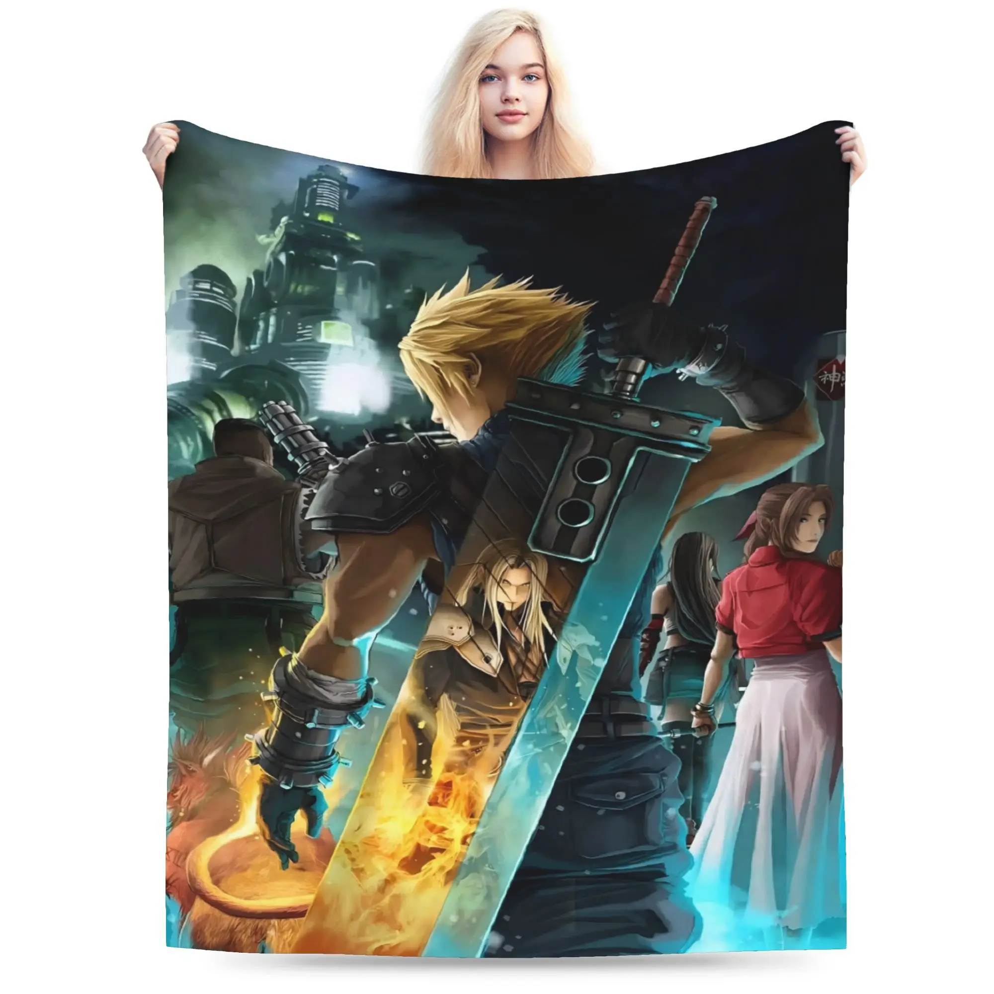 

Final Fantasy 2 Anime Flannel Blanket, Stylish Design Ultra-Soft Breathable, All-Season Comfort for Sofa Bedroom Office