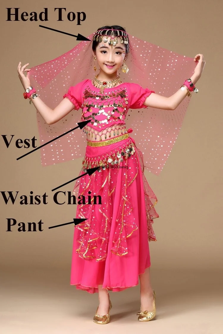 Kid Belly Dance Costumes Set Oriental Dance Costumes Bellydance Set Girls Egyptian Bollywood Indian Kids Belly Dancing