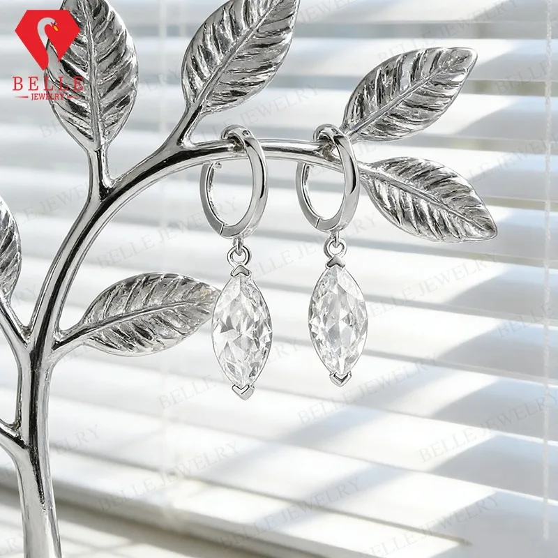 

Marquise Stud Earrings Moissanite 5x10mm-6x12mm 2-4CT S925 Gold Plated D Color With GRA Top Quality For Birthday Party Jewelry