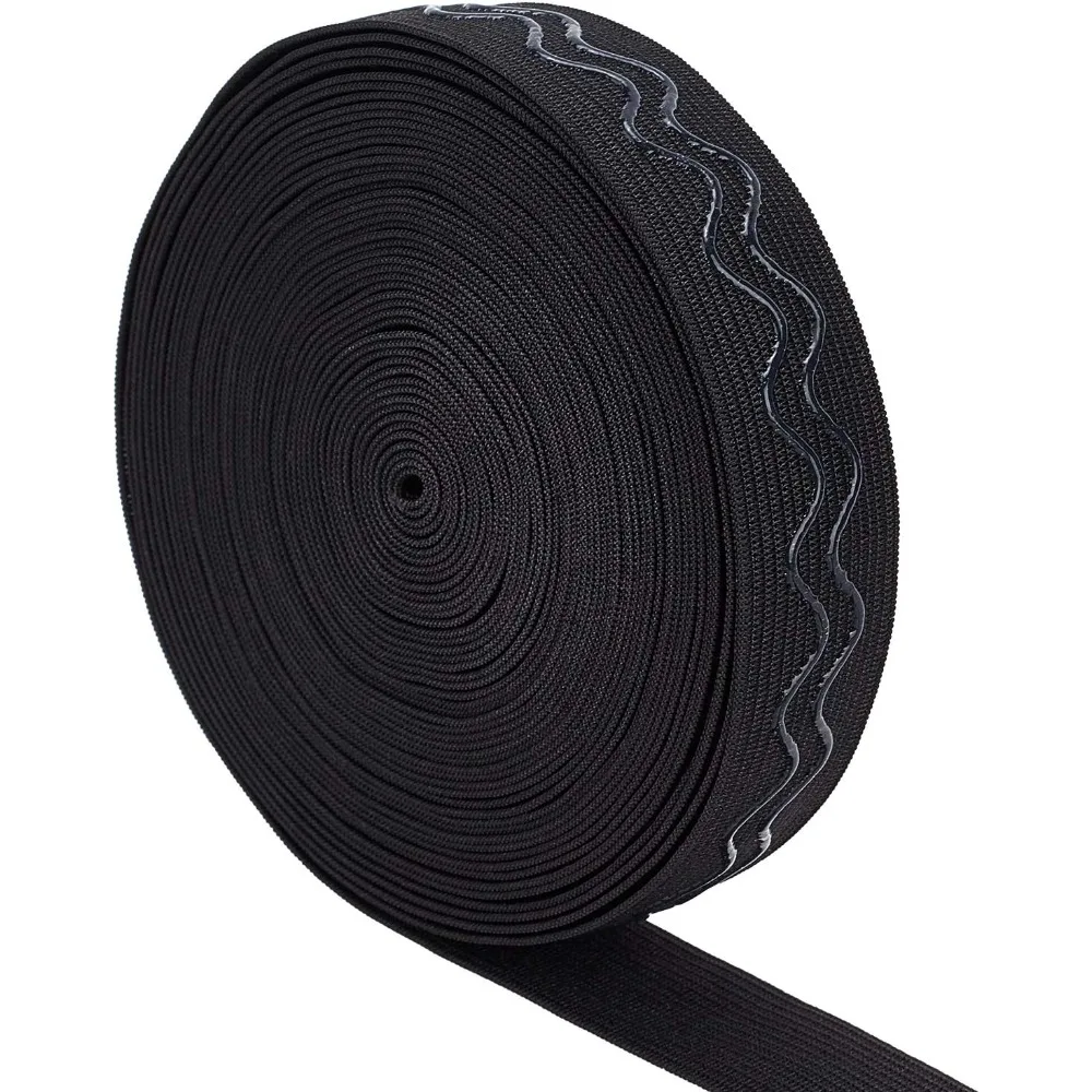 10 Yards 1 Inch 25mm Wide Non-Slip Silicone Elastic Gripper Band for Garment Sewing Project Black