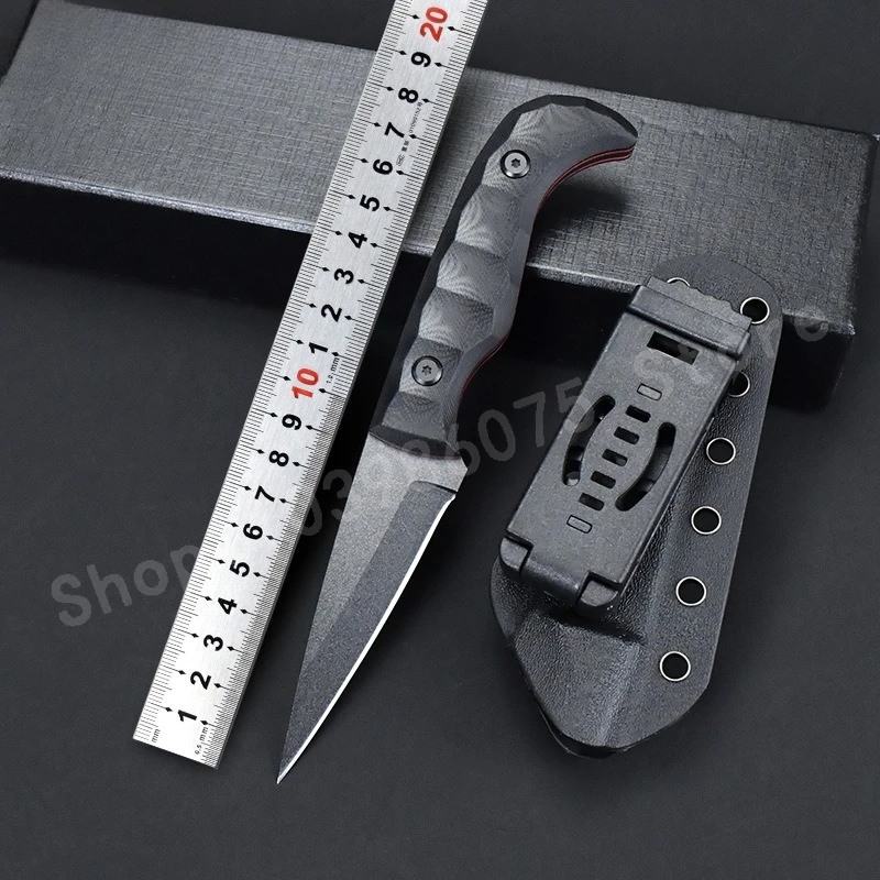 

Тактический нож из черной стали с прямым лезвием 3,54 дюйма, материал лезвия 8Cr13Mov, рукоять G10, для кемпинга и самообороны