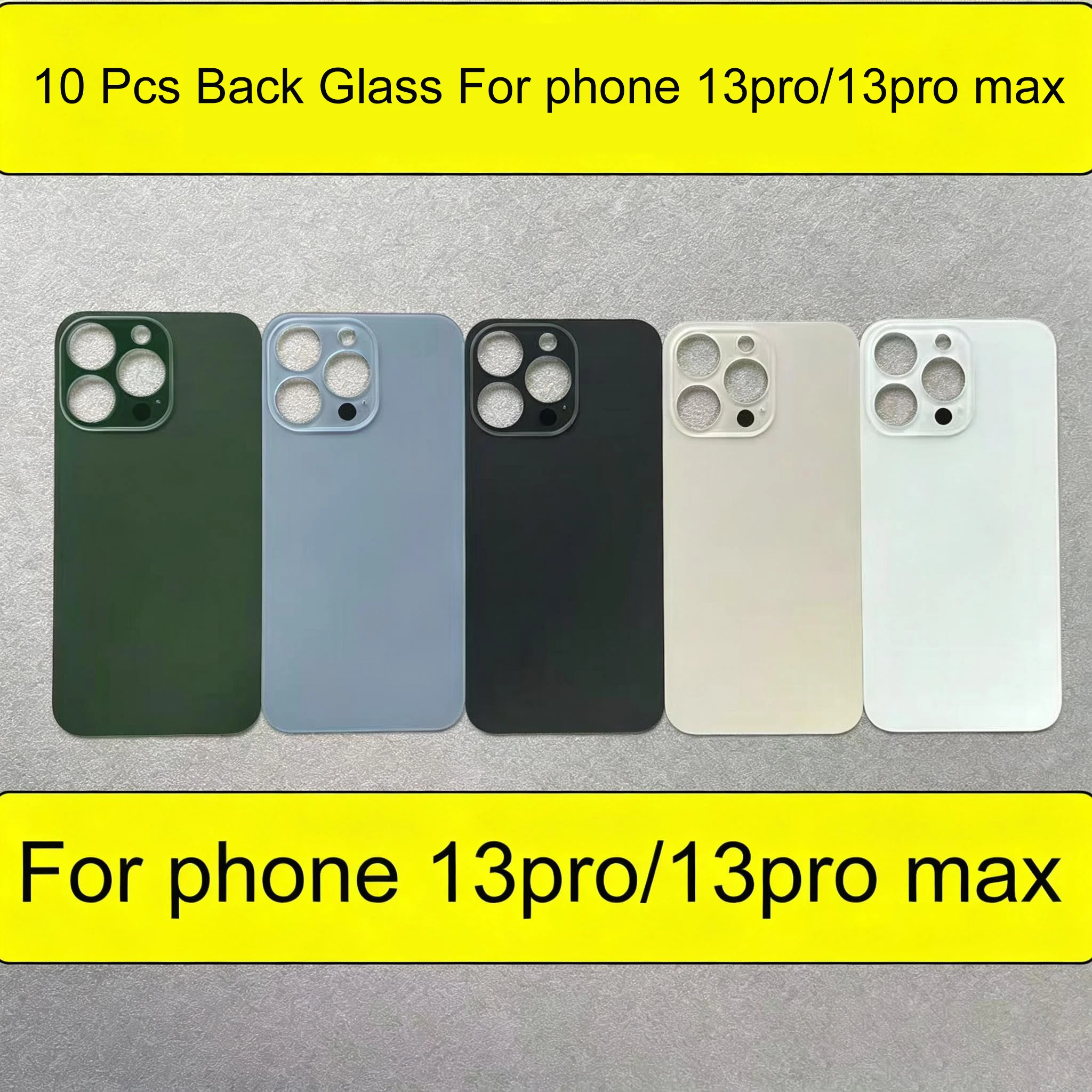 10 PCS Replacement Rear Battery Back Cover Glass For iPhone 13 Pro & 13 Pro Max, Housing Repair Parts