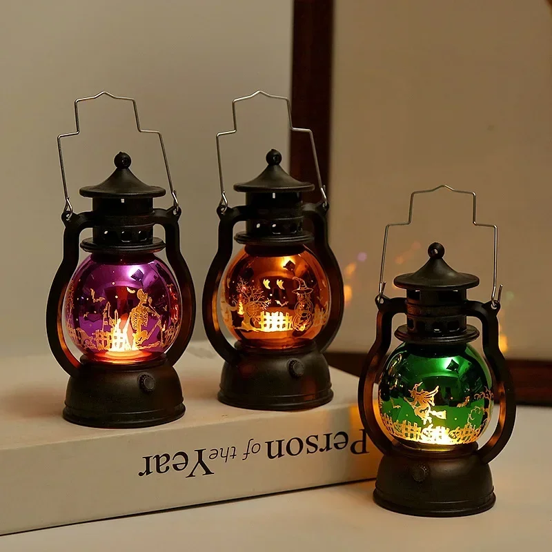 

Halloween Small LED Oil Lamp Witch Retro Laser Small Horse Light Ornaments Bar Ghost Festival Decor Lantern Pumpkin Night Light