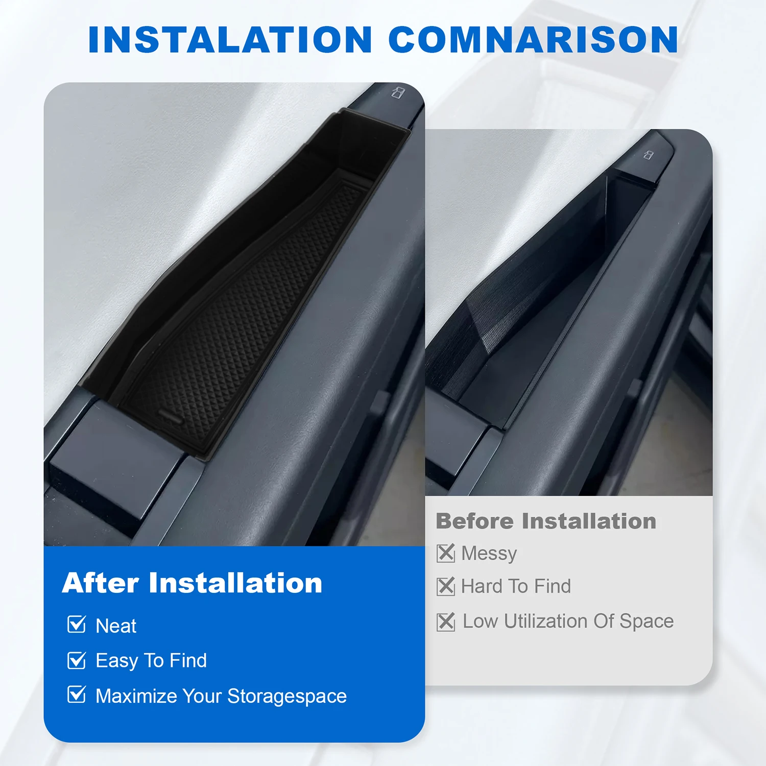 Front Door Handle Inserts for Tesla Cybertruck 2024, Storage Tray Box Caddy with Leather Liner Inserts 3