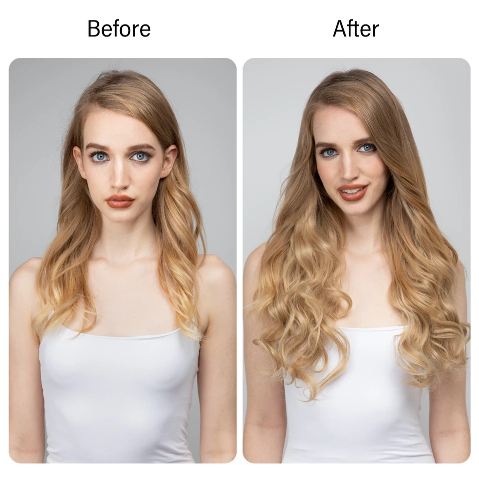 Extensión de cabello sintética sin clip, ondulada, ombre, negro natural, rubio y rosa, pieza única, con línea de pesca, postizo 5