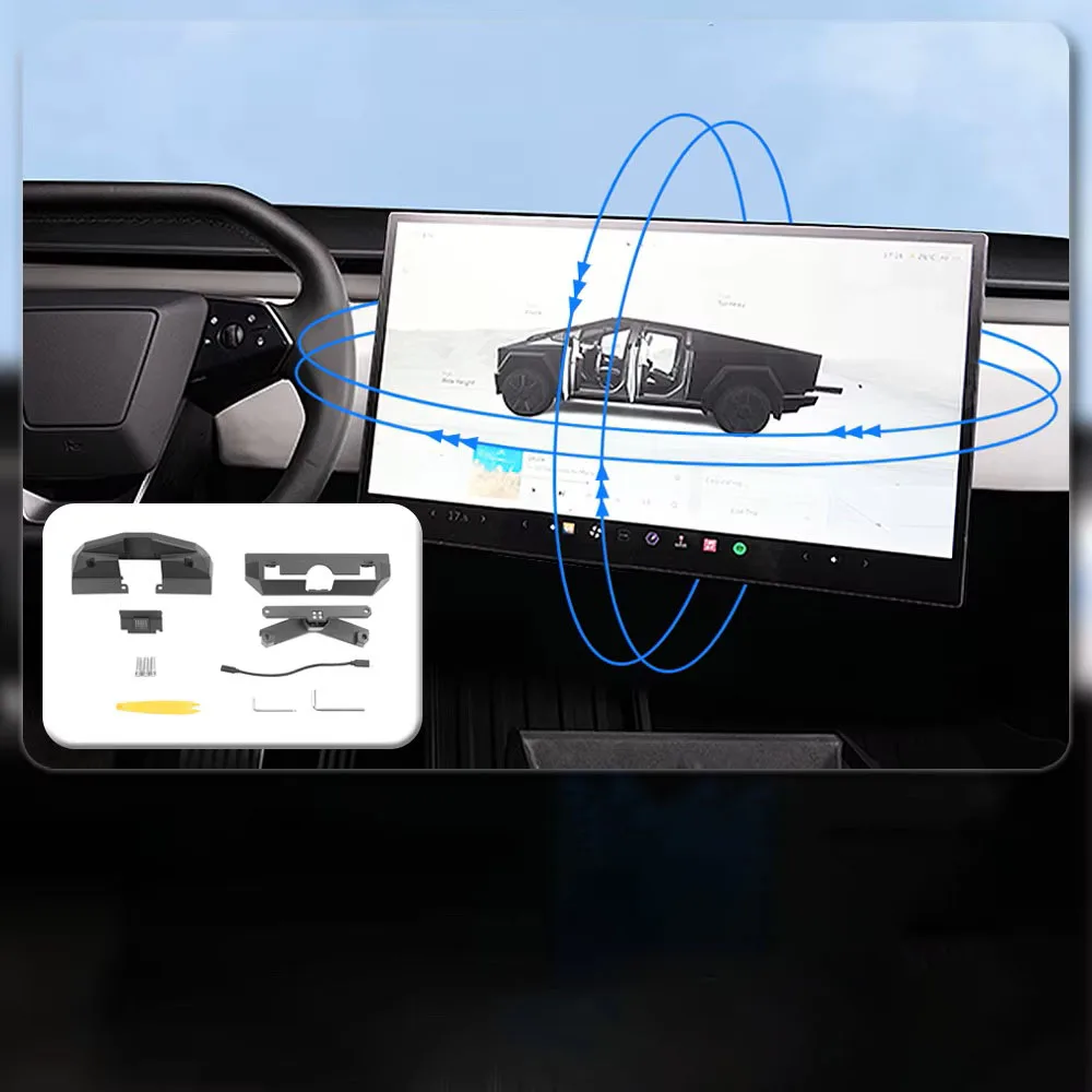 Screen Swivel Mount For Tesla Cybertruck Screen Rotating Bracket 4 Way Adjustment Center Console Display Monitor Rotate Holder