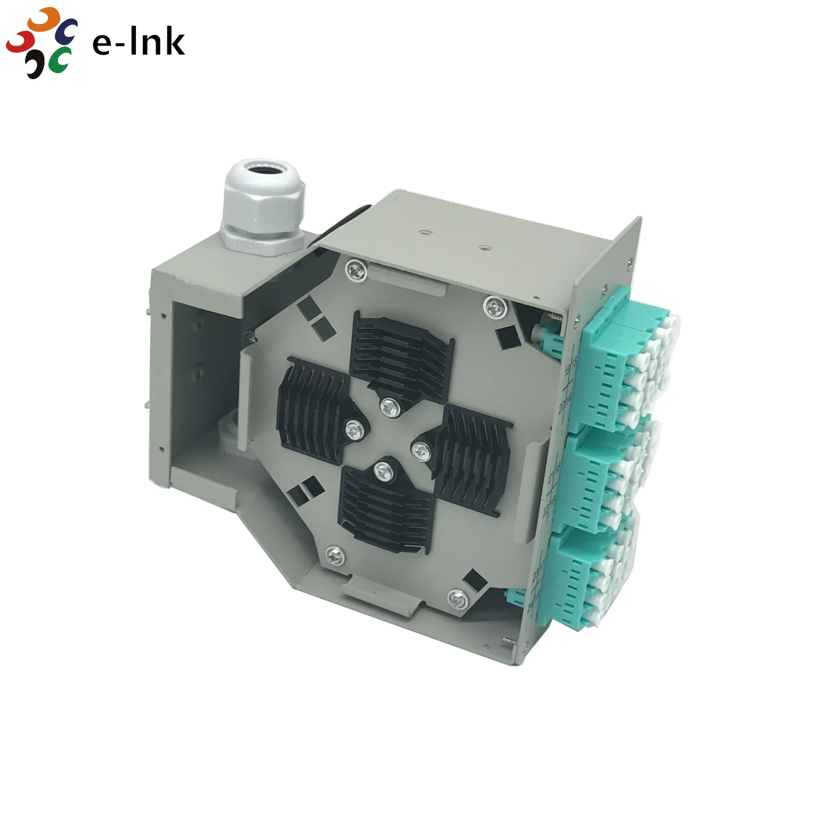 Din Rail Fiber Patch Panel 12pcs Quad LC Adapters