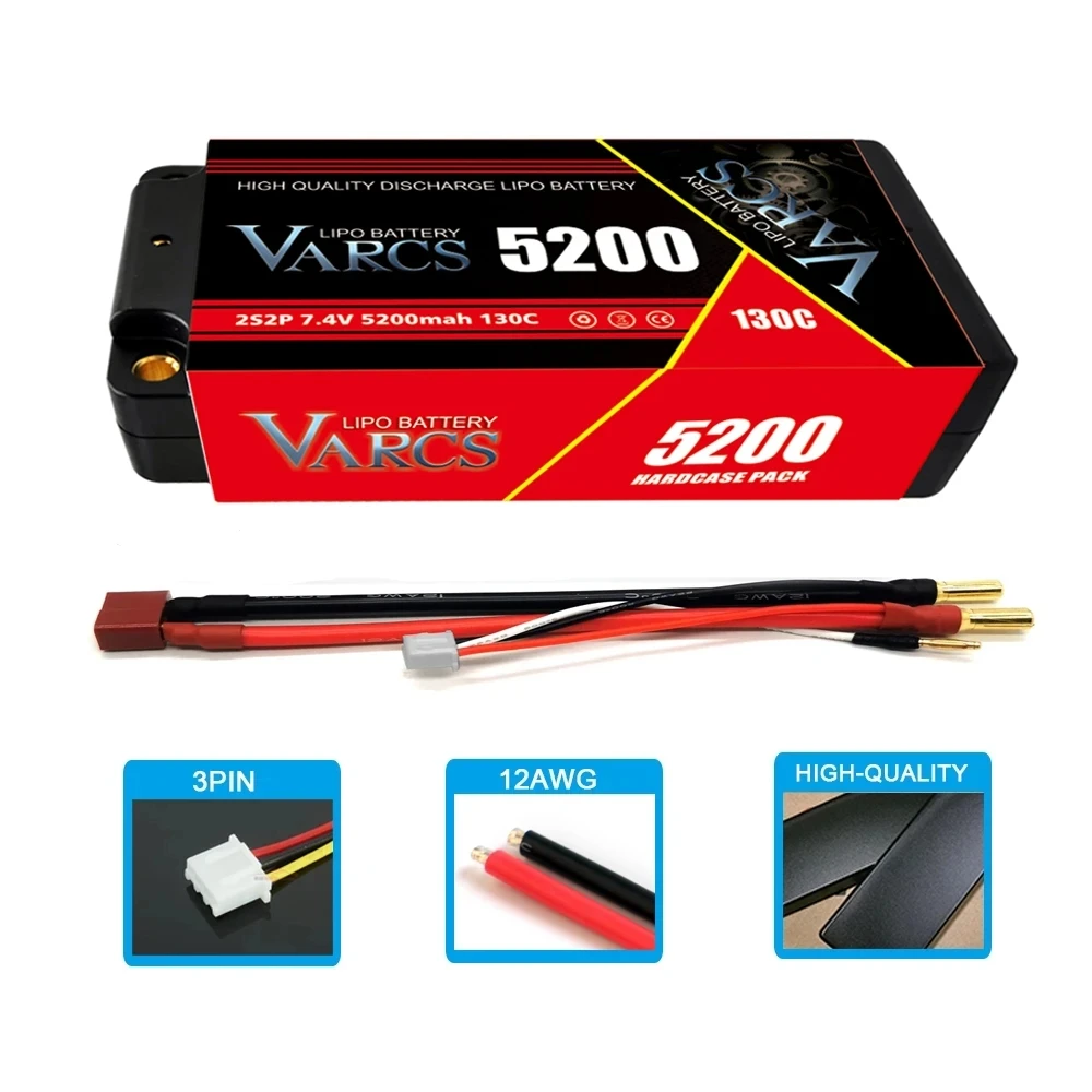 2PCS VARCS Lipo 2S 7.4V Shorty 5200mAh 130C 5mm Bullet Battery 11.1V 4S 14.8V 6S 22.2V 7000mAh 9200mAh 6500mAh 6750mAh 8000mAh