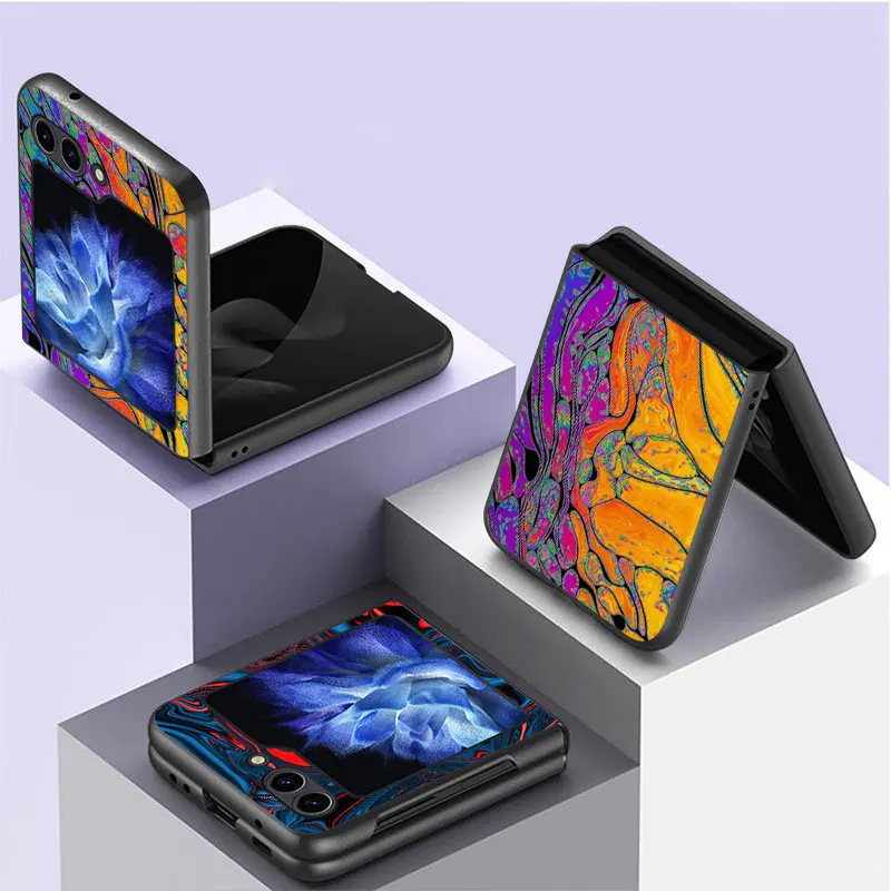 Marble Crack Case for Samsung Galaxy Z Flip 6 5G Z Flip 4 5G Z Flip 3 Z Flip5 ZFlip3 ZFlip5 Hard PC Shockproof Cover