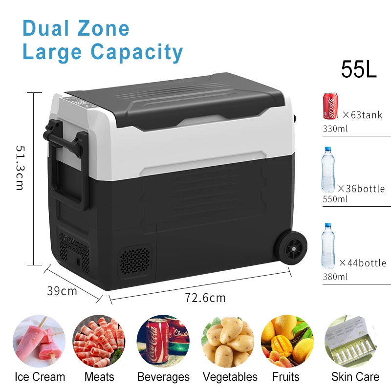 منطقة درجة الحرارة المزدوجة الشواء التخييم الثلاجة أدى ضوء المواد المعدنية التخييم الثلاجة
