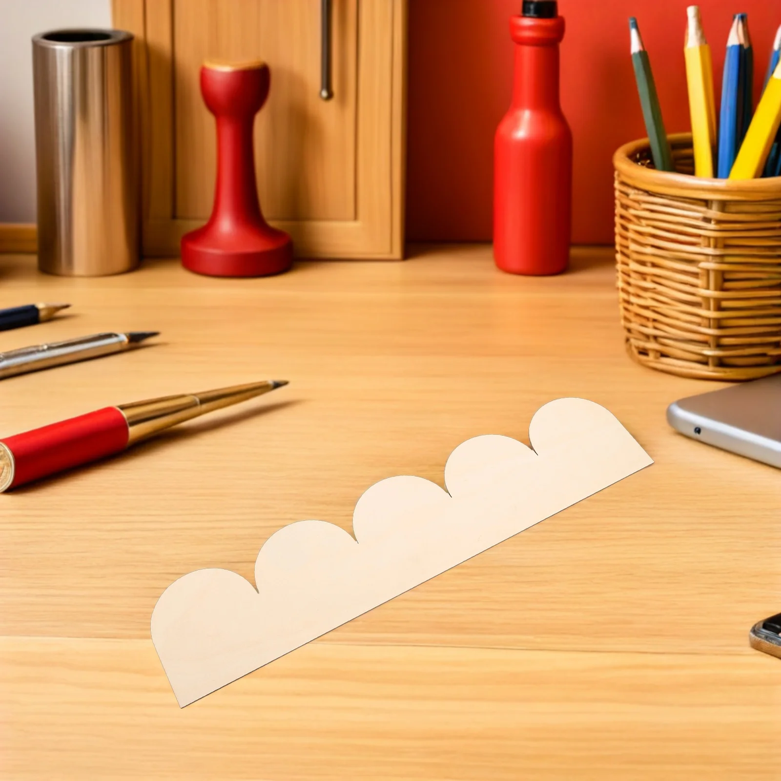 

12Pcs Wooden Wall Cabinet Door Frame Trim - Unfinished Scalloped Wood Molding Strips for DIY Furniture Shelf Decorative Edge