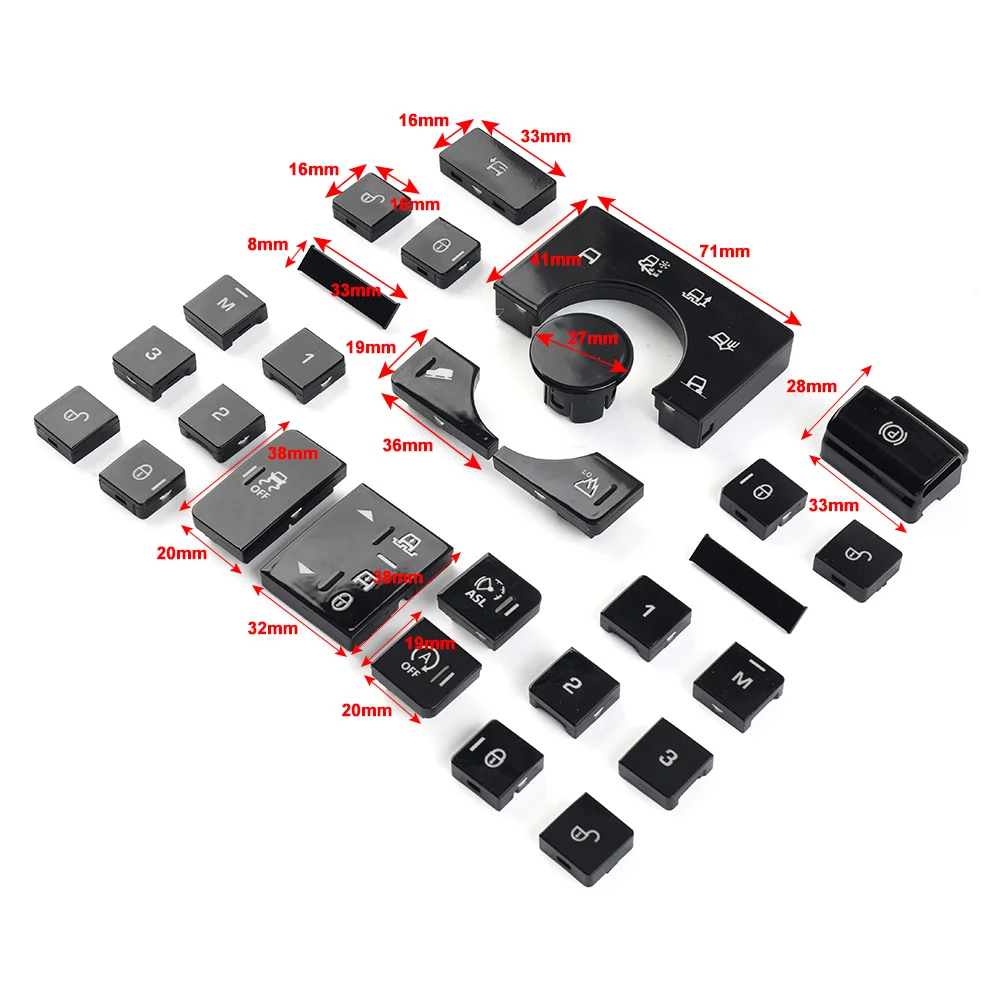 28Pcs/Set Car Interior Window Lift Switch Button Center Console Button Cover For Land Rover Range Rover Sport 2014-2017 Black