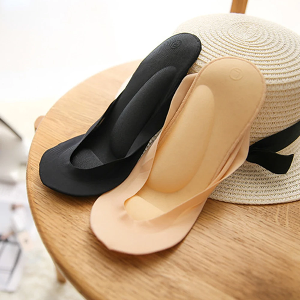 Women Insoles Ice Silk with Gel Pads Foot Massage Sock Slippers 3D Socks Invisible Socks Arch Support