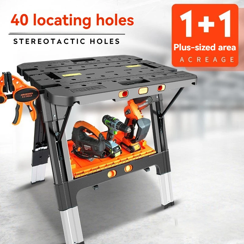 Multifunctional Folding Woodworking Workbench & Sawhorse, Easy Setup Portable Work Table, Lightweight Worktable