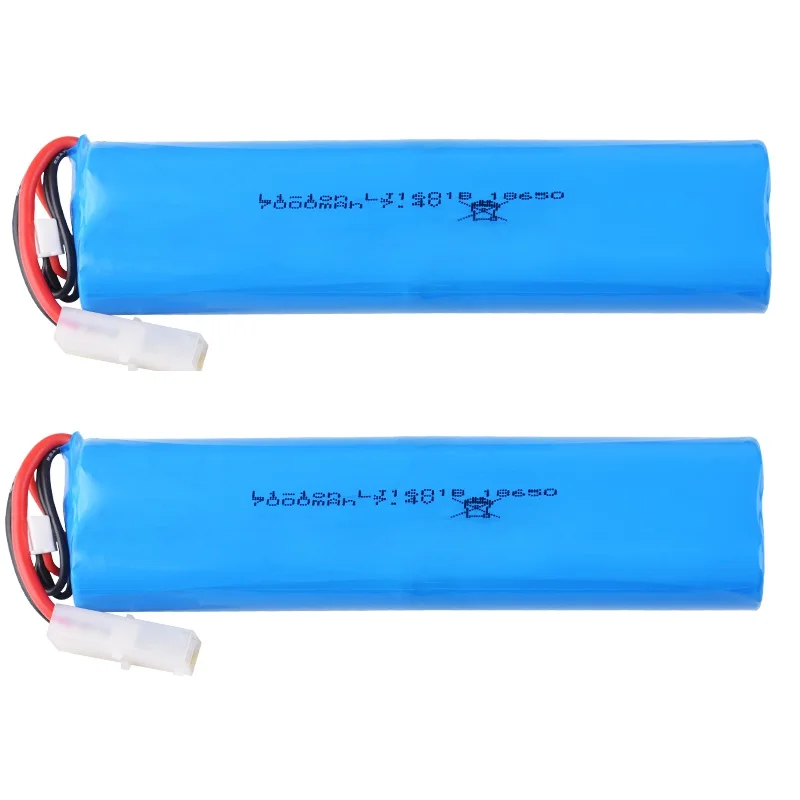 Wtyczka Tamiya ulepszona 2S 7.4V 7000mAh akumulator litowo-jonowy 18650 dla Henglong 3839-1 3889 1/16 zbiornik sterowanie radiowe część baterii