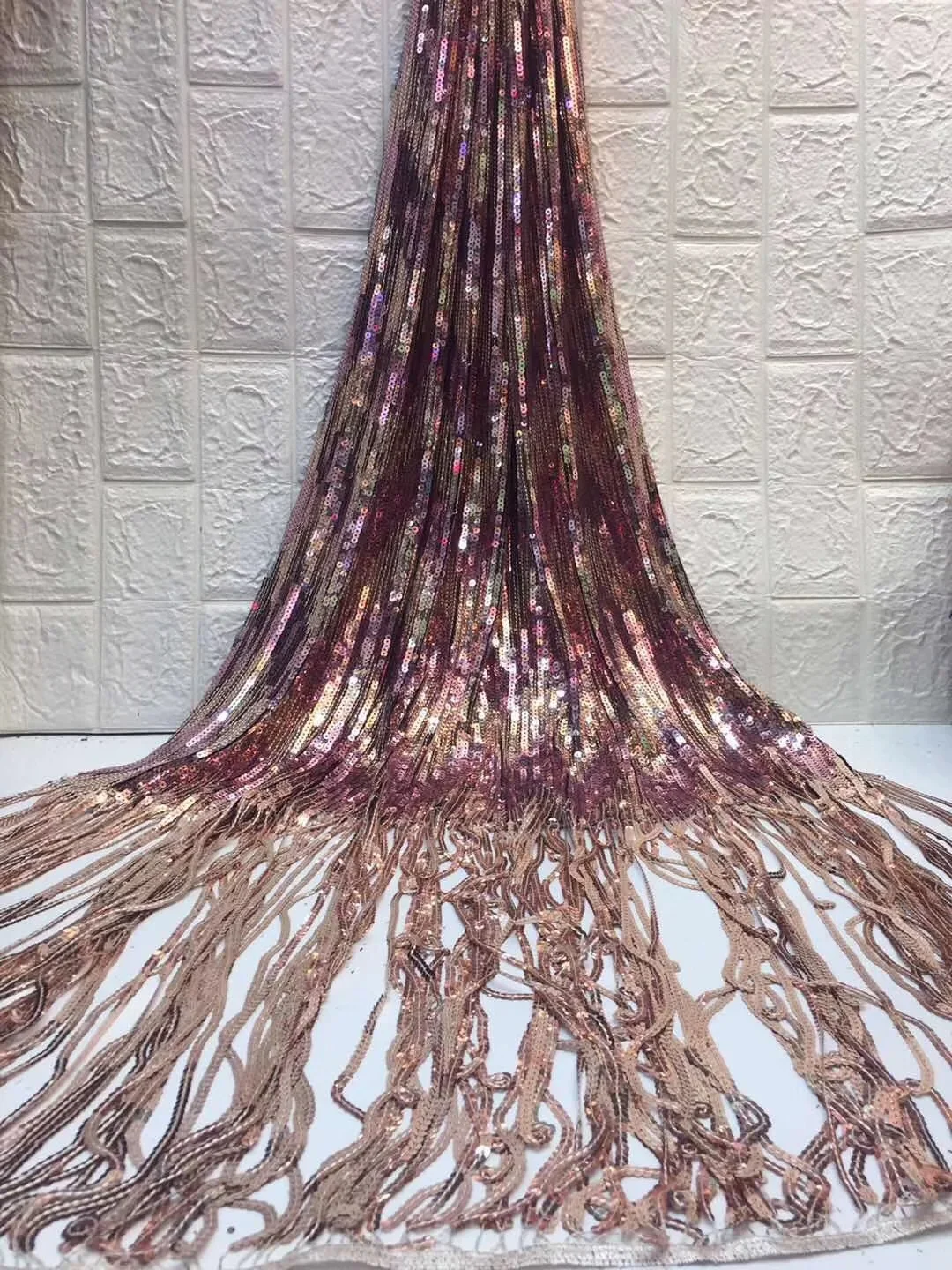 

Royal Gold Sequin Fabric Dresses Lace, Nigerian Lace Fabrics For Wedding, African Lace Mesh Embroidery Fabric RF418