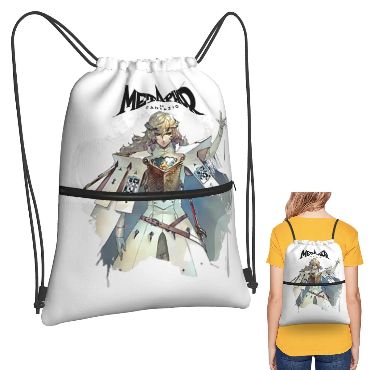 

Metaphor Refantazio Louis Atlus Backpacks Casual Drawstring Bundle Pocket Sundries Bag Book Bags for Travel School