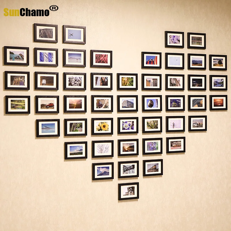 Sunchamo Large Heart-shaped Creative Photo Frame Combined Photos Wall 24/46 Frames Corporate Culture 228x162 178x120 Home Decore