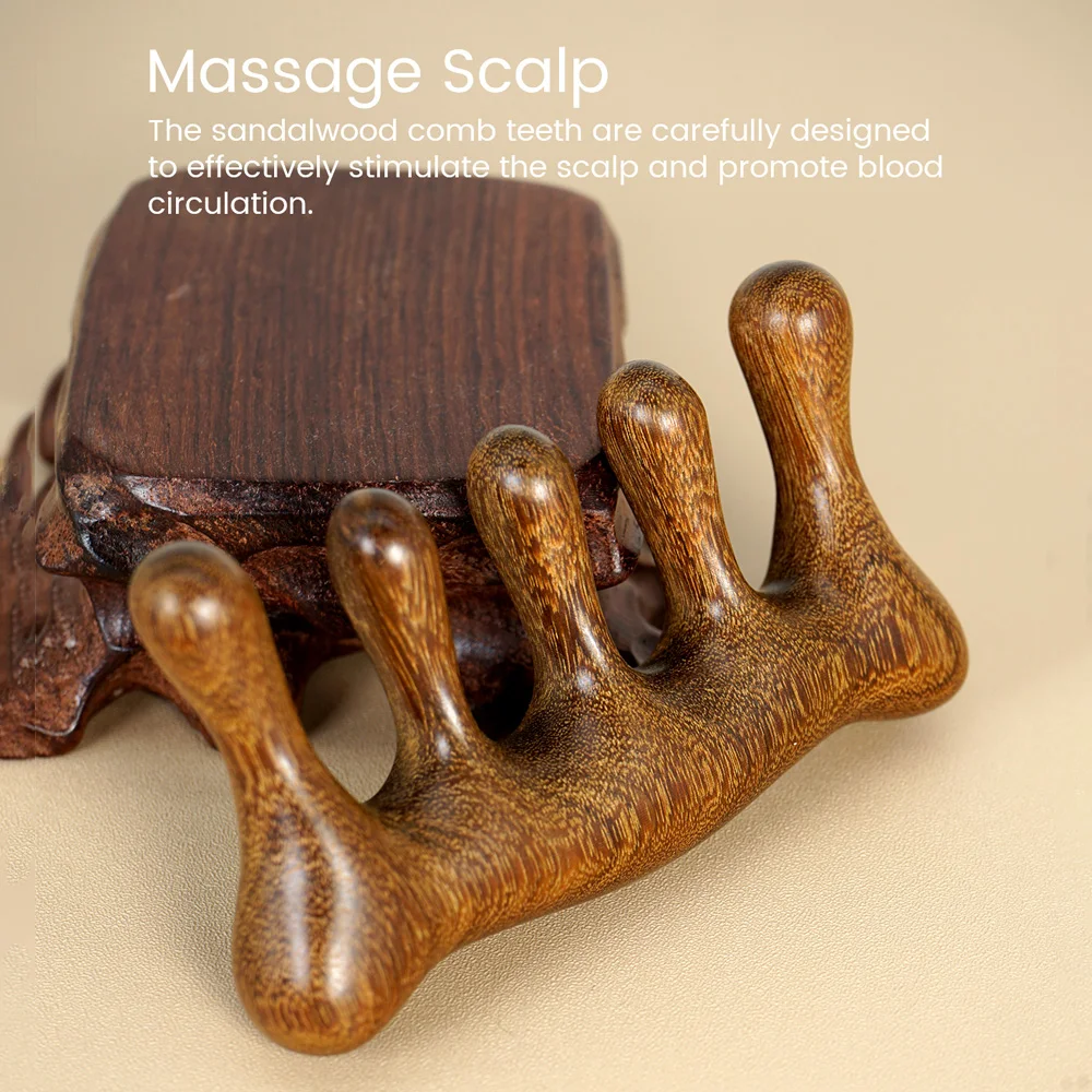 مشط تدليك فروة الرأس الخشبي، أمشاط واسعة الأسنان لفك تشابك الشعر، تدليك فروة الرأس، الاسترخاء وروتين العناية بالشعر الطبيعي