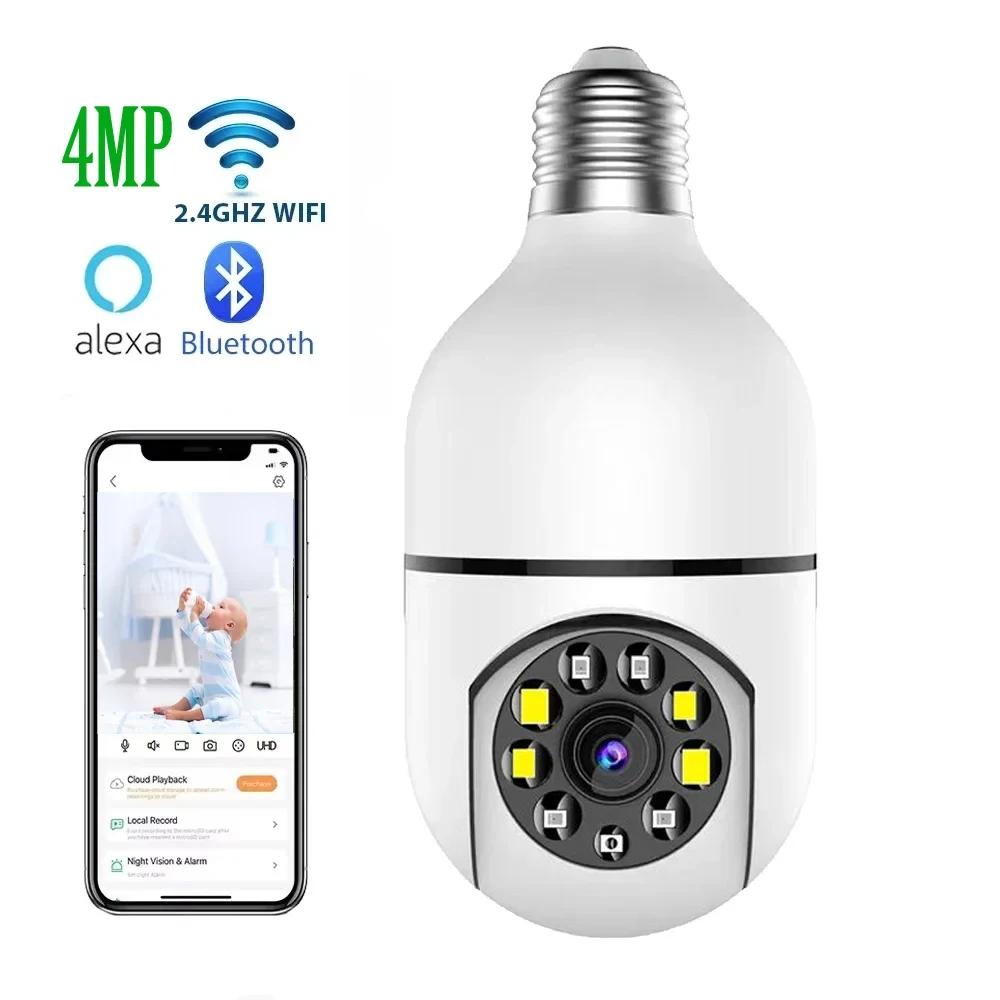 

ICSEE E27 Wifi Bulb Camera 4MP Wifi PTZ Colorful Night Vision Two Way Audio Baby Monitor Auto Tracking Surveillance Cameras