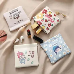 New Automatic Closing Mini Cosmetic Bag Cartoon Pattern Portable Makeup Pouch Soft Pu Leather Travel Storage Bag