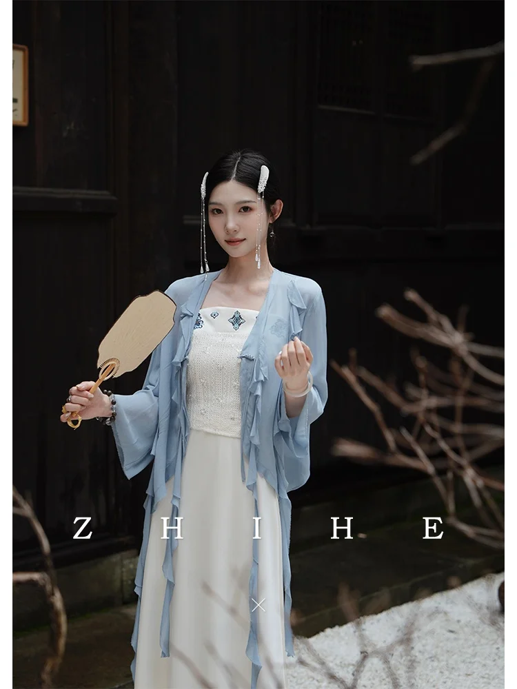 

Romantic Luxury Silk Jaet Embroidered Satin f Skirt Set for Women Chinese Sle Long Sve Faionable Tee Piece Suit