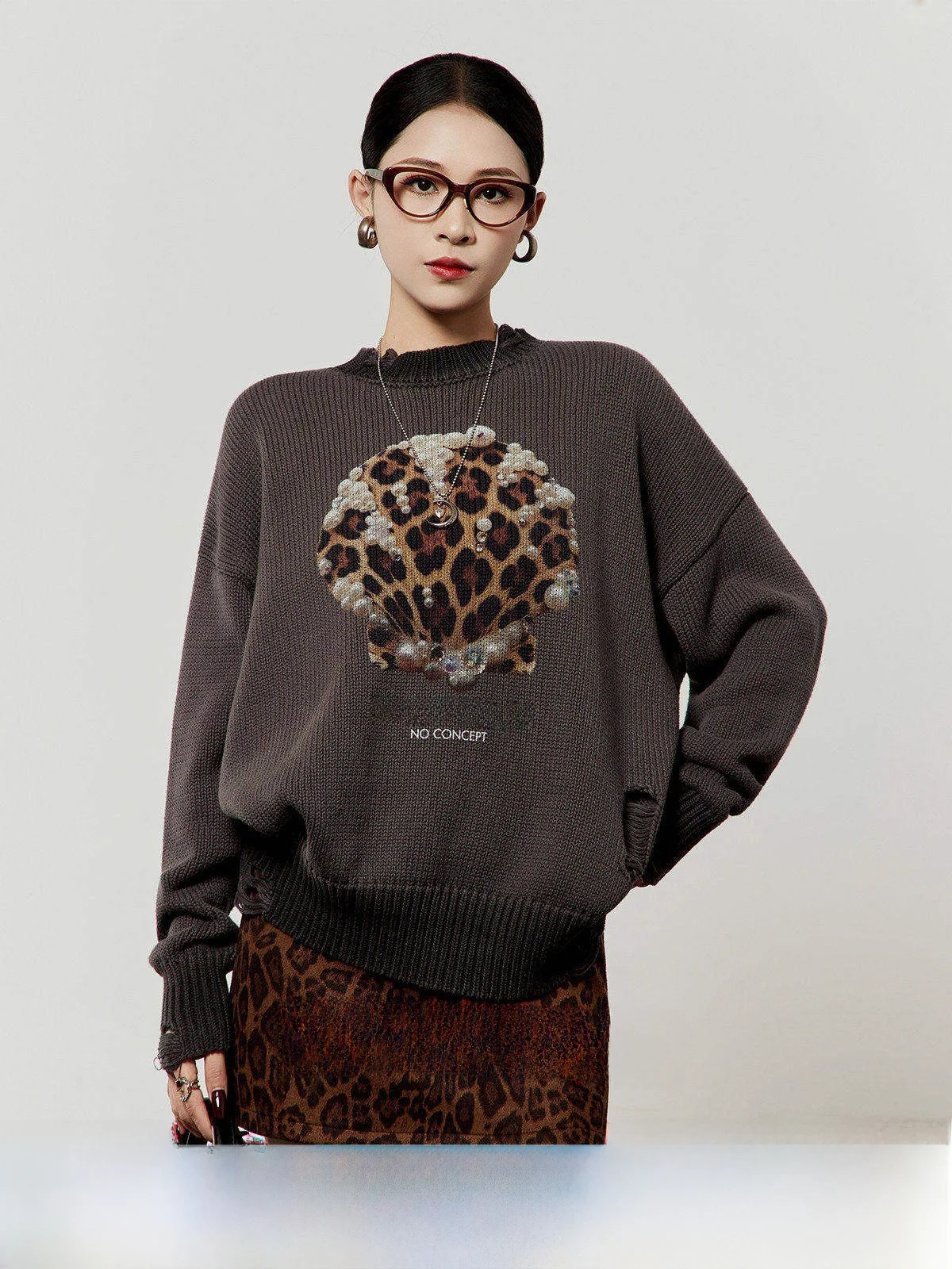 

Повседневный свободный свитер с круглым вырезом для женщин, новинка весенней коллекции, вязаный топ с узором Zouliwu, модная одежда на каждый день