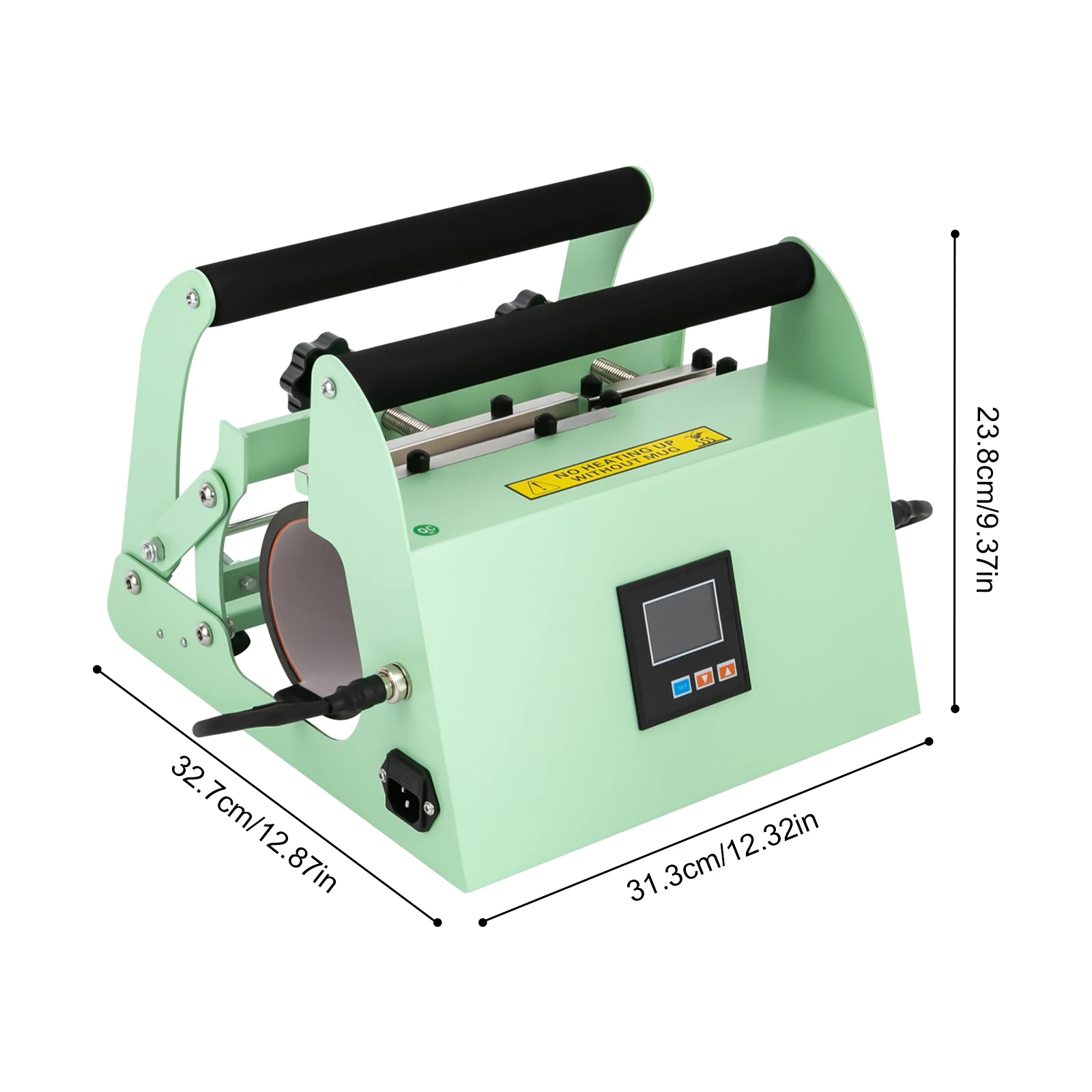Mesin Press Panas Tumbler 500W 40Oz Hijau Muda Mesin Press Panas Tumbler 0-999s Pemanasan Merata DIY Heat Press untuk Pencetakan Mug