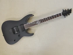 Matte Black Electric Guitar 6 Strings with Tremolo Bar,Rosewood Fretboard,Strings Through Body