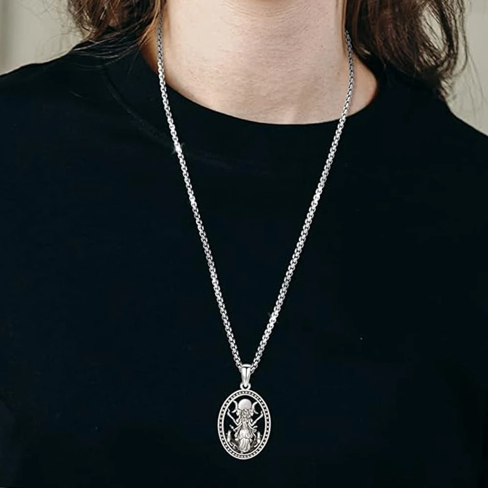 Vintage Witchy Necklace Jewelry for Women Girls Triple Moon Goddess Hecate Pendant Neck Chain Gifts Accessories view 6