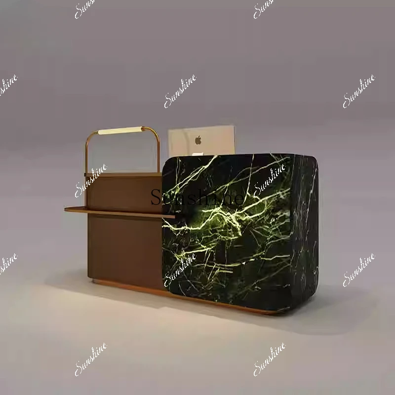 

High-end company marble reception desk sales department hotel lobby club rock slab checkout page FT